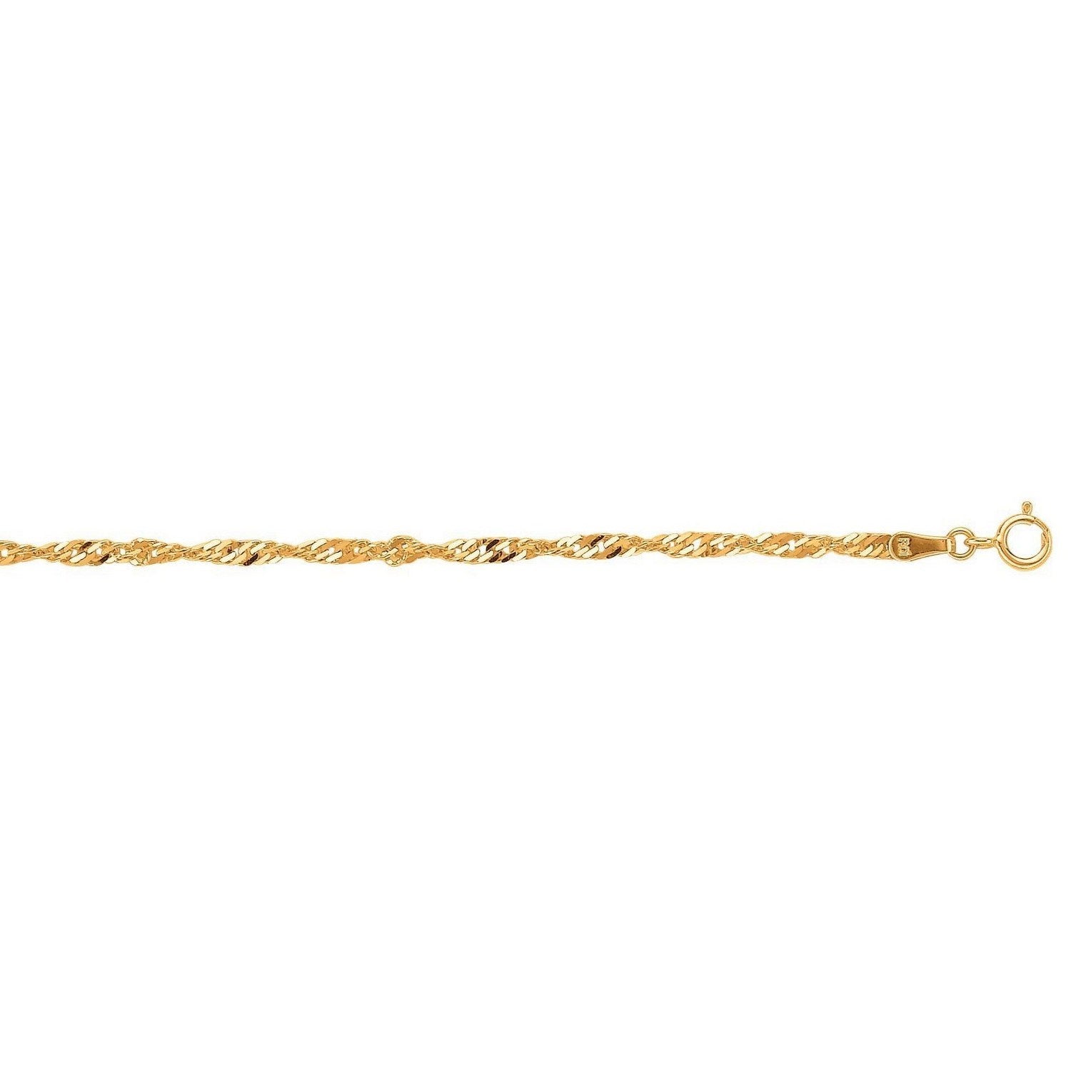 10k Yellow Gold Singapore Bracelet (2.20 mm) - Peelerie